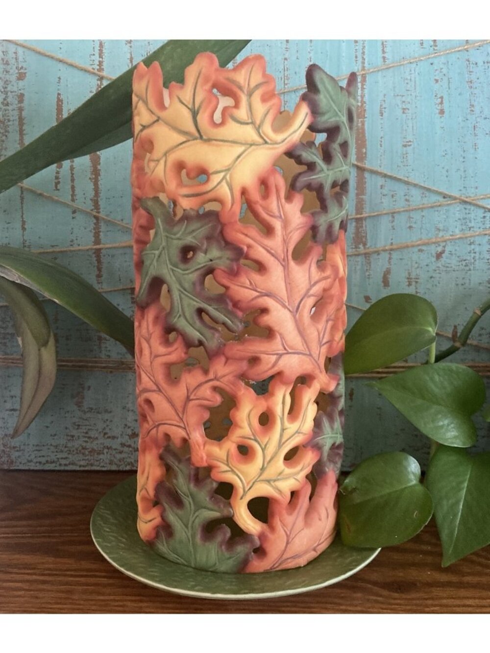 PartyLite Whispering Leaves Lantern P9430 Fall Halloween Thanksgiving Decor